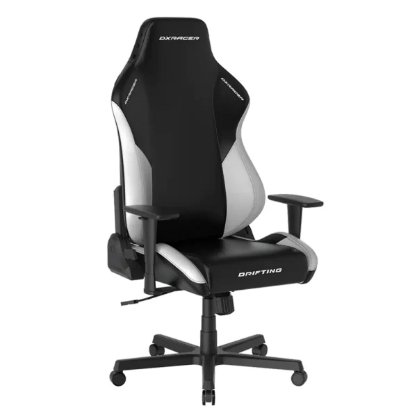 DXRacer Drifting Series Gaming Chair (EPU Leatherette/Size L), w/ Headrest and Lumbar Pillow - Black/White - GC/LDC23LTA/NW
