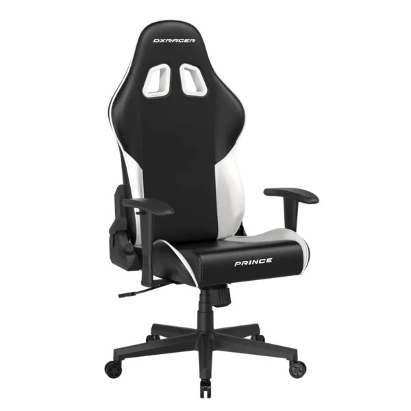DXRacer Prince Series Gaming Chair (PVC Synthetic Leather/Size L) - Black/White - GC/LPF24LTC/NW