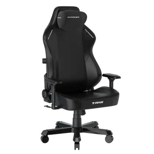 DXRacer Tank Series Gaming Chair (EPU Leatherette/Size XXL), w/ Magnetic Headrest & Lumbar Pillow - Black - GC/XXLTM23LTA/N