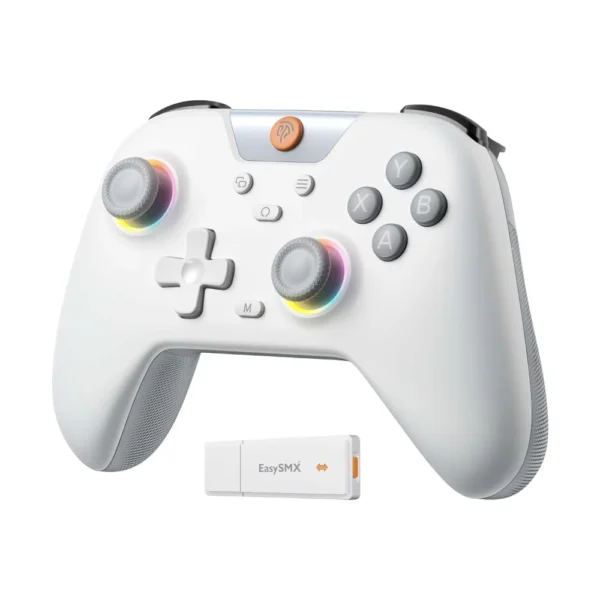 EasySMX X05 Wireless Controller for PC/Android/Steam Deck - Bluetooth Controller Gamepad with Hall Effect Joysticks and Trigger, Turbo, Rumble Vibration and RGB Lighting - Oyster White