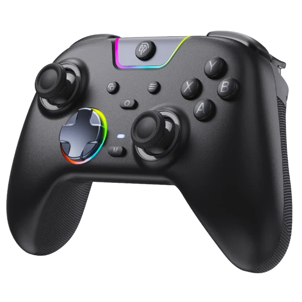 EasySMX X05Pro Wireless Controller for PC/Android/Switch, Tri-mode Connectivity, Silent Buttons, 1000Hz Polling Rate, Hall Effect Joysticks and Trigger, Turbo, Dual-Stage Vibration and RGB Lighting - Black