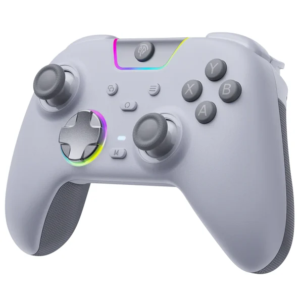 EasySMX X05Pro Wireless Controller for PC/Android/Switch, Tri-mode Connectivity, Silent Buttons, 1000Hz Polling Rate, Hall Effect Joysticks and Trigger, Turbo, Dual-Stage Vibration and RGB Lighting - White
