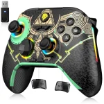 EasySMX X15 RGB Wireless Controller Gamepad with Hall Joysticks/Triggers, 2.4GHz/Wired/Bluetooth, Adjustable Vibration, Anti-Drift, Macro Programming, PC/Android/Steam/Switch/IOS Compatible - Zelda