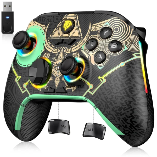 EasySMX X15 RGB Wireless Controller Gamepad with Hall Joysticks/Triggers, 2.4GHz/Wired/Bluetooth, Adjustable Vibration, Anti-Drift, Macro Programming, PC/Android/Steam/Switch/IOS Compatible - Zelda