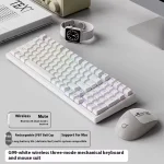 EWEADN G99 Wireless Mechanical Gaming Keyboard, Tri-mode Connectivity, 98%, RGB Backlit, ABS Keycaps (Blue Axis Switch, Braided Feather White)