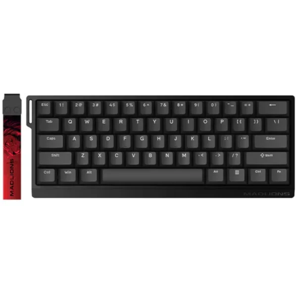 FGG MADLIONS MAD60 HE 8K Magnetic Switches Mechanical Keyboard, Hall Effect, Rapid Trigger, Wired, ABS Case, Hot-Swappable, Aluminum Plate, 8000Hz, 0.125ms Latency, Custom 65% Layout, Web Driver, Windows/macOS/Linux, Magnetic Amber Switch - Basic Black