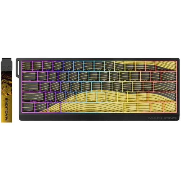 FGG MADLIONS MAD60 HE 8K Magnetic Switches Mechanical Keyboard, Hall Effect, Rapid Trigger, Wired, ABS Case, Hot-Swappable, Aluminum Plate, 8000Hz, 0.125ms Latency, Custom 65% Layout, Web Driver, Windows/macOS/Linux, Magnetic Amber Pro Switch - Limited Contour Line Yellow