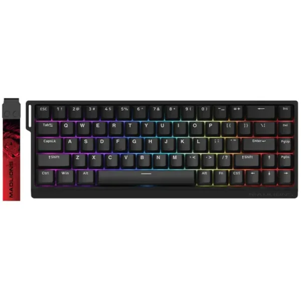 FGG MADLIONS MAD68 HE 8K Magnetic Switches Mechanical Keyboard, Hall Effect, Rapid Trigger, Wired, ABS Case, Hot-Swappable, Aluminum Plate, 8000Hz, 0.125ms Latency, Custom 65% Layout, Web Driver, Windows/macOS/Linux, Magnetic Amber Pro Switch - RGB Black