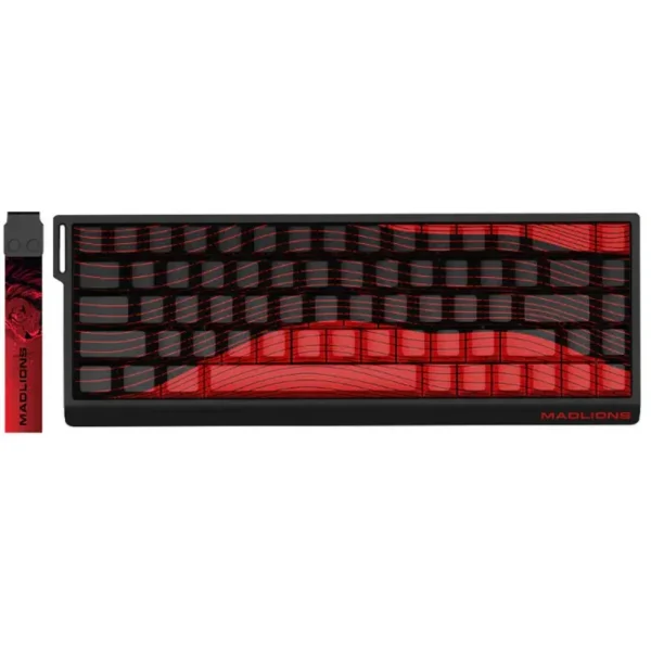 FGG MADLIONS MAD68 HE 8K Magnetic Switches Mechanical Keyboard, Hall Effect, Rapid Trigger, Wired, ABS Case, Hot-Swappable, Aluminum Plate, 8000Hz, 0.125ms Latency, Custom 65% Layout, Web Driver, Windows/macOS/Linux, Kunlun Magnetic Switch - Performances Contour Line Red