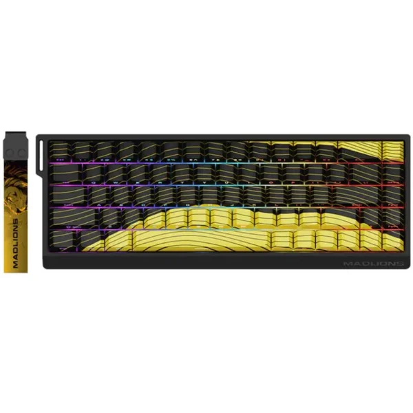 FGG MADLIONS MAD68 HE 8K Magnetic Switches Mechanical Keyboard, Hall Effect, Rapid Trigger, Wired, ABS Case, Hot-Swappable, Aluminum Plate, 8000Hz, 0.125ms Latency, Custom 65% Layout, Web Driver, Windows/macOS/Linux, Magnetic Amber Pro Switch - Limited Contour Line Yellow