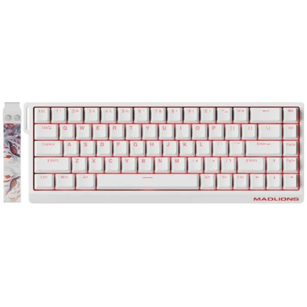 FGG MADLIONS MAD68 HE 8K Magnetic Switches Mechanical Keyboard, Hall Effect, Rapid Trigger, Wired, ABS Case, Hot-Swappable, Aluminum Plate, 8000Hz, 0.125ms Latency, Custom 65% Layout, Web Driver, Windows/macOS/Linux, Kunlun Magnetic Switch - Performances White