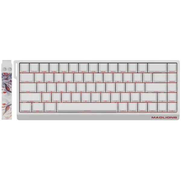 FGG MADLIONS MAD68 HE 8K Magnetic Switches Mechanical Keyboard, Hall Effect, Rapid Trigger, Wired, ABS Case, Hot-Swappable, Aluminum Plate, 8000Hz, 0.125ms Latency, Custom 65% Layout, Web Driver, Windows/macOS/Linux, Kunlun Magnetic Switch - Performances Pure White Side Print