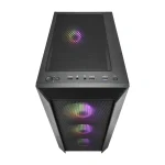 FSP CMT218 ATX Mid-Tower PC Gaming Case, Mesh Front, 4x Pre-installed RGB Fans - Black - Image 2