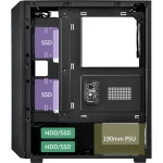 FSP CMT218 ATX Mid-Tower PC Gaming Case, Mesh Front, 4x Pre-installed RGB Fans - Black - Image 4