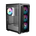 FSP VENTO VG15FE ATX Mid-Tower PC Gaming Case, Mesh Front, 4x Pre-installed RGB Fans - Black