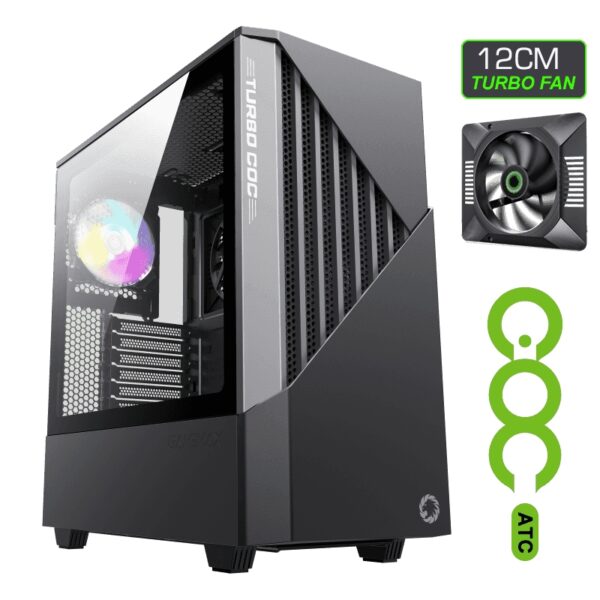 GAMEMAX Contac COC BG Tempered Glass ATX Mid Tower Computer Case - Black/Grey
