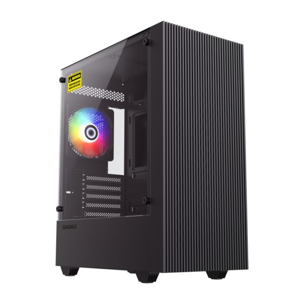 Gamemax Edge Black USB3.0 Tempered Glass Micro ATX Gaming Computer Case w/Tempered Glass Panel and 1 x RGB LED Fan x Rear (Pre-Installed)