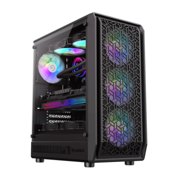 GameMax FORGE AB Premium Mid Tower ATX Gaming PC Case - Black