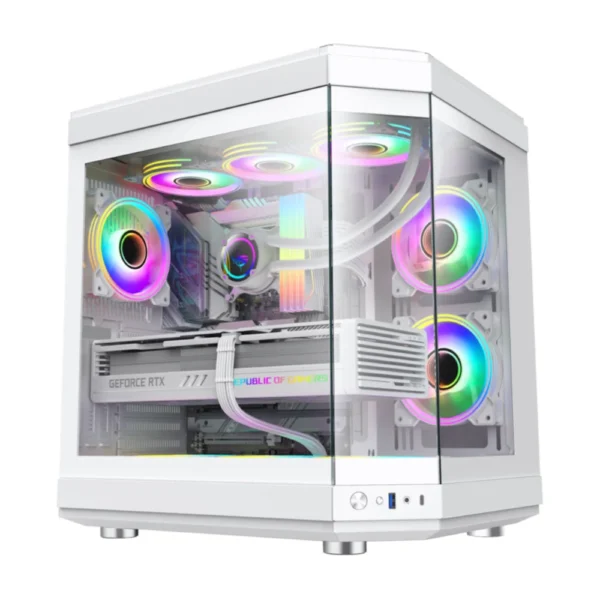 GameMax HYPE Premium Mid-Tower ATX PC Case - White - 3 ARGB Fans Pre-Installed