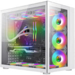 GameMax Infinity HW Mid-Tower ATX PC Gaming Case, Tempered Glass Side Panel - White - Image 3