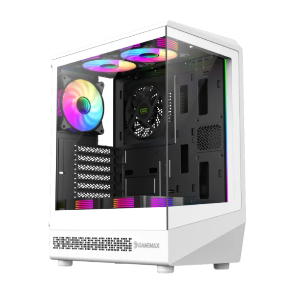 GameMax VISTA COC AW ATX Mid-Tower Features Panoramic View PC Gaming Case - White