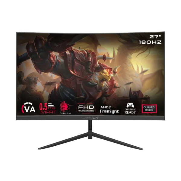GAMEON GOC27F180VA Pro Series 27in FHD 180Hz VA Curved Gaming Monitor, MPRT 0.5ms, HDMI 2.1, 3000R, 16:9, Supports PS5