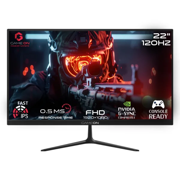 GAMEON GOES22FHD120IPS 22in FHD 120Hz Fast IPS Gaming Monitor, MPRT 0.5ms, HDMI 2.1, 16:9, Supports PS5