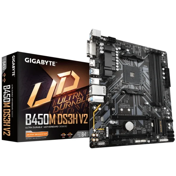 GIGABYTE B450M DS3H V2 (rev. 1.x) Micro-ATX DDR4 Motherboard, Supports Ryzen 5000/3000/2000/1000/Athlon Series AMD Processors