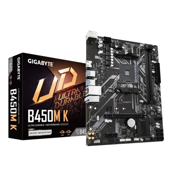 GIGABYTE B450M K (rev. 1.0) Micro-ATX DDR4 Motherboard, Supports Ryzen 5000/3000/2000/1000/Athlon Series AMD Processors