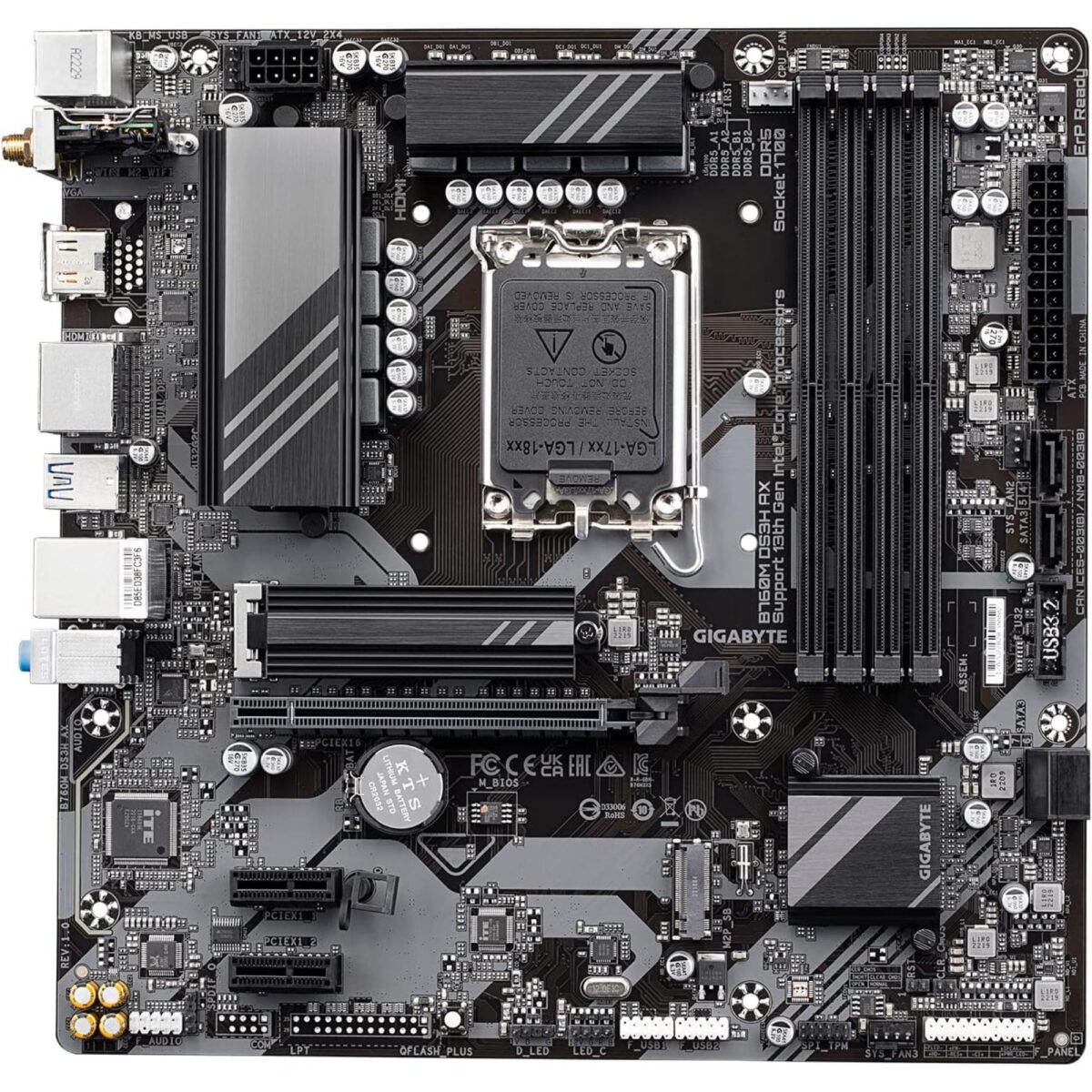 GIGABYTE B760M DS3H AX (LGA 1700 mATX DDR5 USB 3.2 Gen 2 Type-C) Motherboard - Image 2