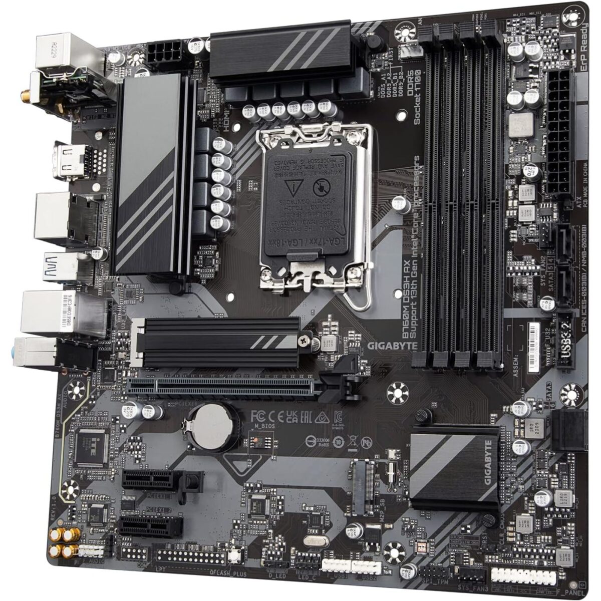 GIGABYTE B760M DS3H AX (LGA 1700 mATX DDR5 USB 3.2 Gen 2 Type-C) Motherboard - Image 4