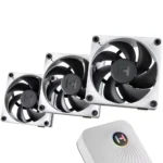 HYTE Thicc FP12 Digital Processor Cooling – Best Performance-to-noise Ratio – Zero RPM Fan Mode - 3 Pack Fans with Nexus Portal NP50