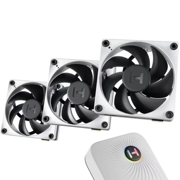 HYTE Thicc FP12 Digital Processor Cooling – Best Performance-to-noise Ratio – Zero RPM Fan Mode - 3 Pack Fans with Nexus Portal NP50