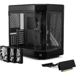 HYTE Y60 Modern Aesthetic Dual Chamber Panoramic Tempered Glass Mid-Tower ATX Computer Gaming Case with PCIE 4.0 Riser Cable Included, Pitch Black - Image 6
