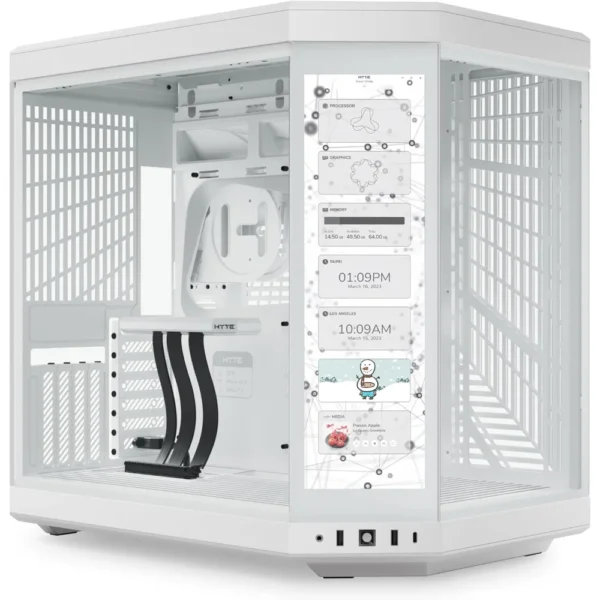 HYTE Y70 Touch Dual Chamber ATX Mid Tower Modern Aesthetic Computer Gaming Case with Integrated 4K LCD Touchscreen - Snow White
