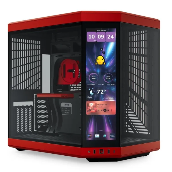 HYTE Y70 Touch Dual Chamber ATX Mid Tower Modern Aesthetic Computer Gaming Case with Integrated 4K LCD Touchscreen - Cherry