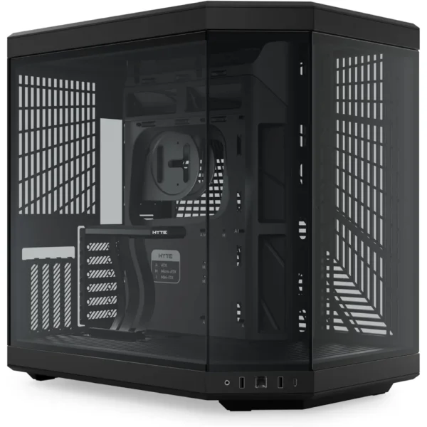 HYTE Y70 Upgraded Modern Aesthetic Dual Chamber Panoramic Tempered Glass Mid-Tower ATX Computer Gaming Case with PCIE 4.0 Riser Cable Included, Pitch Black