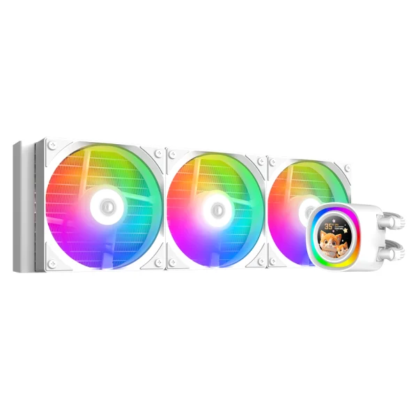 ID-COOLING FX360 LCD ARGB 360mm AIO Liquid CPU Cooler w/ 1.48in LCD and Silent Fans - White