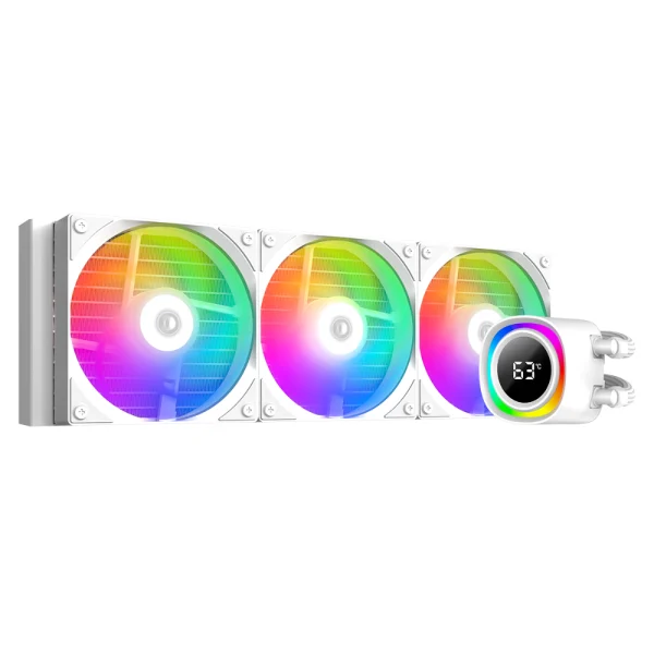 ID-COOLING FX360 TD ARGB 360mm AIO Liquid CPU Cooler w/ Real-time Temperature Display and Silent Fans - White