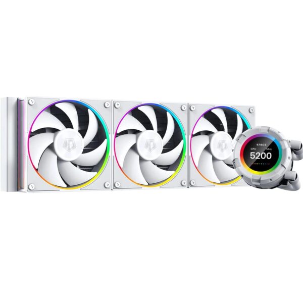 ID-COOLING SL360 CPU Liquid Cooler with Display, Customizable 2.1in LCD Display for Images or Performance Metrics - White