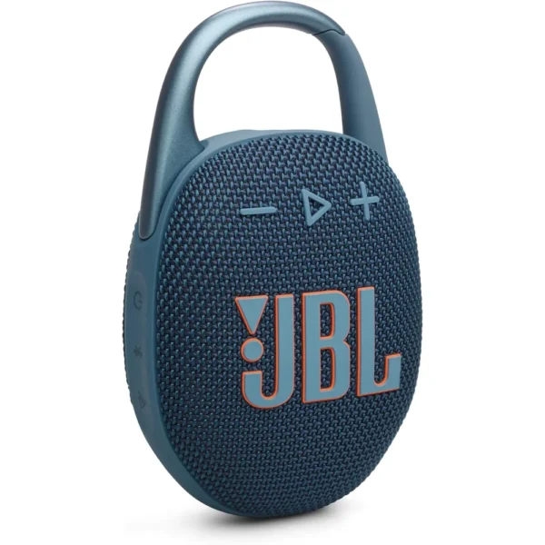 JBL CLIP5 Bluetooth Speaker, USB C Charging, IP67 Dustproof, Waterproof, App Compatible, Carabiner Structure, Passive Radiator Included, Portable - Blue