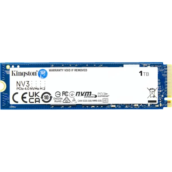 Kingston NV3 1TB M.2 2280 NVMe SSD, SNV3S/1000G, PCIe 4.0 Gen 4x4, Up to 6000 MB/s
