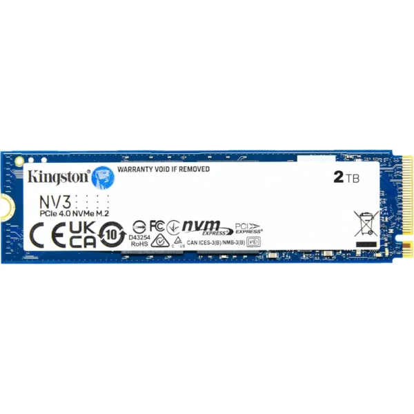 Kingston NV3 2TB M.2 2280 NVMe SSD, SNV3S/2000G, PCIe 4.0 Gen 4x4, Up to 6000 MB/s