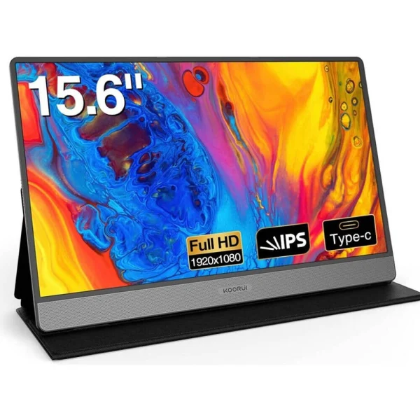 KOORUI E1511A 15.6-inch FHD IPS I, 60Hz Portable Monitor with Built-In Speaker, HDMi + Type C
