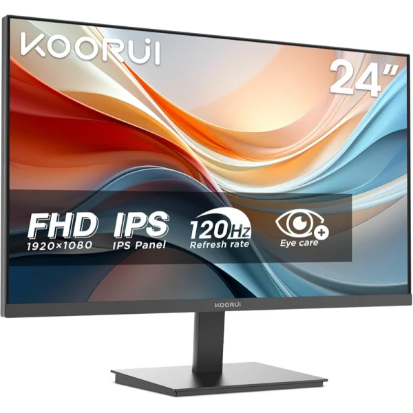 KOORUI E2411H 24-inch FHD IPS 120Hz, AMD FreeSync Premium Technology, Eye-care flicker-free, low blue, 99% sRGB, HDMI1.4+VGA, Office & Gaming Ready Monitor