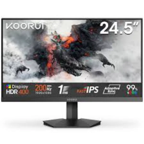 KOORUI G2511P 25-inch FHD IPS 200Hz, 1ms (MPRT), Adaptive Sync, 2x HDMI 2.0, 1x DP 1.4, HDR400, 90% DCI-P3 Gaming Monitor