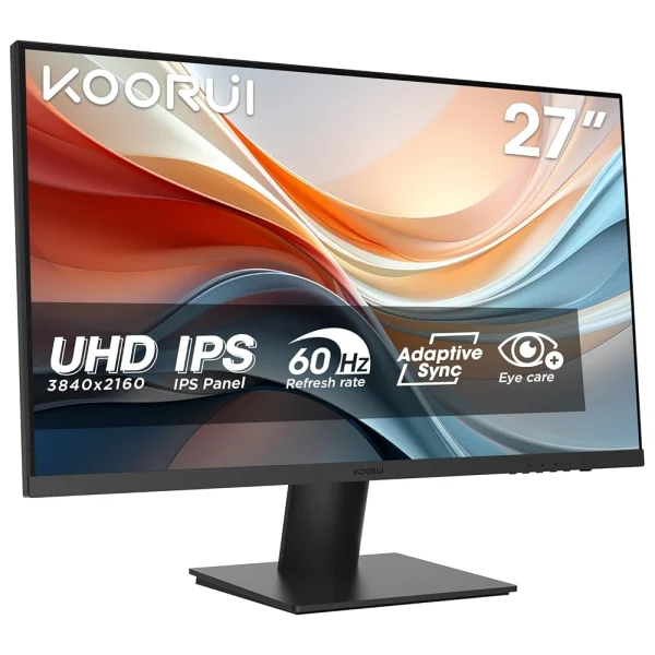 KOORUI N07 27-inch 4K IPS 60Hz, 90% DCI-P3, Free-Sync & G-Sync Technology, 2x HDMI (2.0), 1x DisplayPort (1.2), 1.7 billion 10 Bit HDR, Business, Professional Monitor