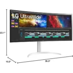 LG 38WP85C-W 38-inch Curved 21:9 UltraWide QHD+ IPS Monitor with USB Type C (90W Power delivery), DCI-P3 95% Color Gamut with HDR 10 and Tilt/Height Adjustable Stand - Image 7