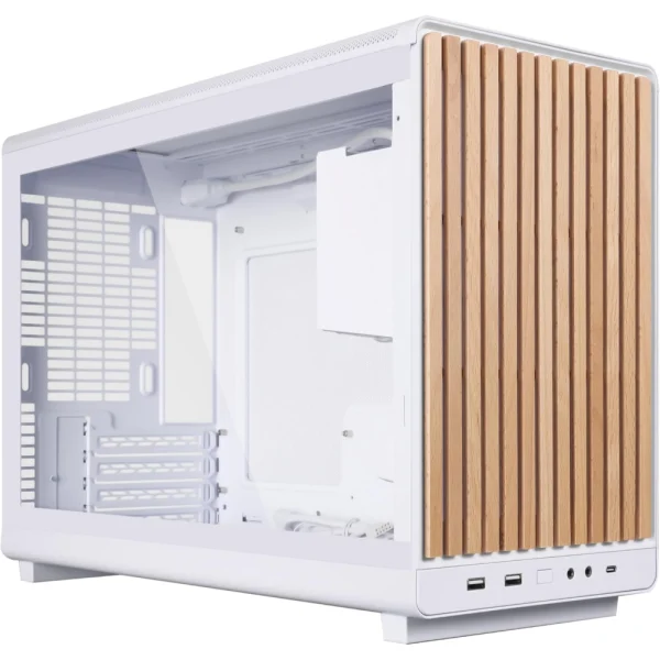 Lian Li A3-26.3L Micro Form Factor Chassis, Supports 360mm AIO-Modularity Design for M-ATX, ITX Motherboard, DAN Cases Collaboration, Wood Front & Side Tempered Glass Panel, A3W-WDG - White