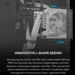 Lian Li Edge 850W Full Modular Power Supply 80+ Gold - ATX 3.1 - PCIE 5.1 Support - 12V-2x6 Connector - L-Shape Design for Dual Chamer Case - Without USB/Fan Hub - White - Image 3